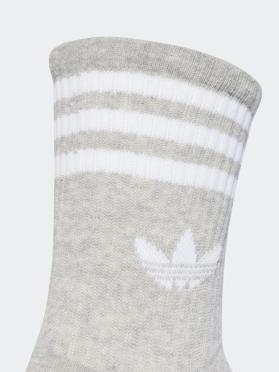 Sokken|Sokken|adidas originals Wit chroom - Ronde hals - 3-Strepen Crew Sokken 3 paar