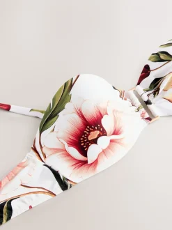 Badkleding*Next Wit en Rood Bloemen - Bandeaubikinitop met beugel