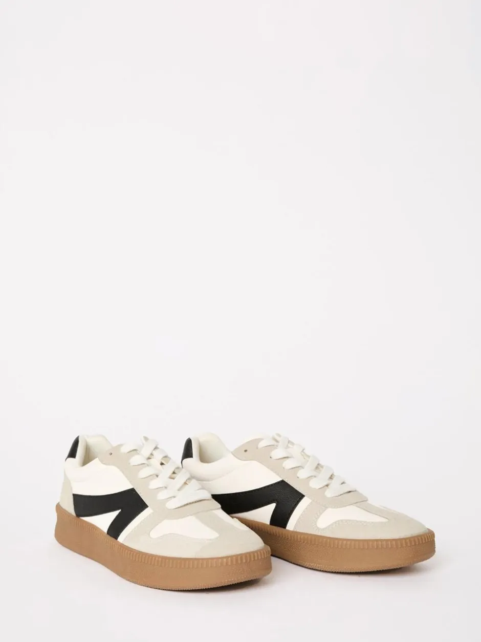 Sneakers|Friends Like These Wit en zwart - Lace Up Retro Gumsole Sports Trainers