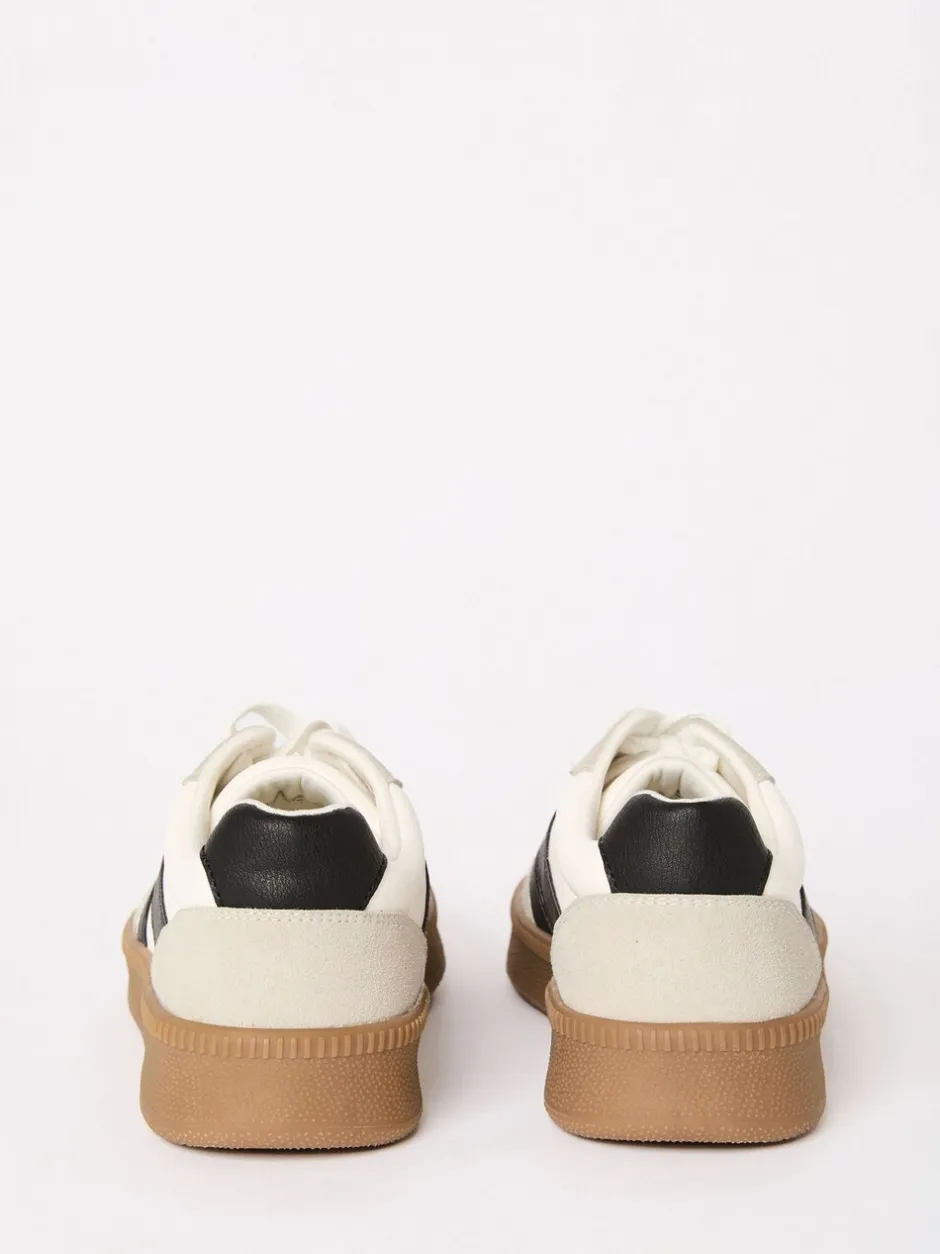 Sneakers|Friends Like These Wit en zwart - Lace Up Retro Gumsole Sports Trainers