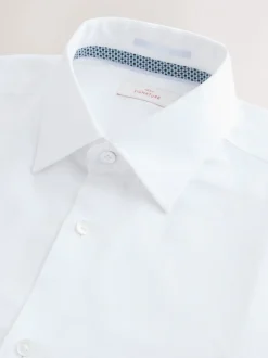 Formele Overhemden|Next - Slim Fit - Signature Textured Long Sleeve Shirt Wit met afwerking
