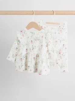 Tops|Sets En Outfits*Next Wit met elfje - Long Sleeve Frill Top And Leggings Baby 2 Piece Set (0mths-2yrs)