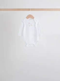 Rompertjes En Hemdjes|Rompertjes En Hemdjes|Next Wit met figuurprint - Baby Bodysuits met Lange mouwen van 100% katoen