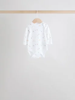 Rompertjes En Hemdjes|Rompertjes En Hemdjes|Next Wit met figuurprint - Baby Bodysuits met Lange mouwen van 100% katoen