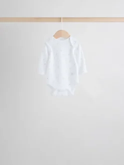 Rompertjes En Hemdjes|Rompertjes En Hemdjes|Next Wit met figuurprint - Baby Bodysuits met Lange mouwen van 100% katoen