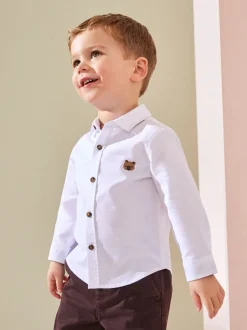 Gelegenheidskleding|Shirts|Next Wit met figuurprint - Oxford-overhemd met lange mouwen (3 mnd-7 jr)