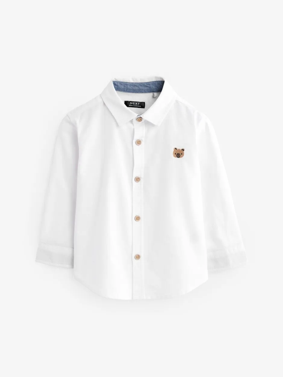 Gelegenheidskleding|Shirts|Next Wit met figuurprint - Oxford-overhemd met lange mouwen (3 mnd-7 jr)