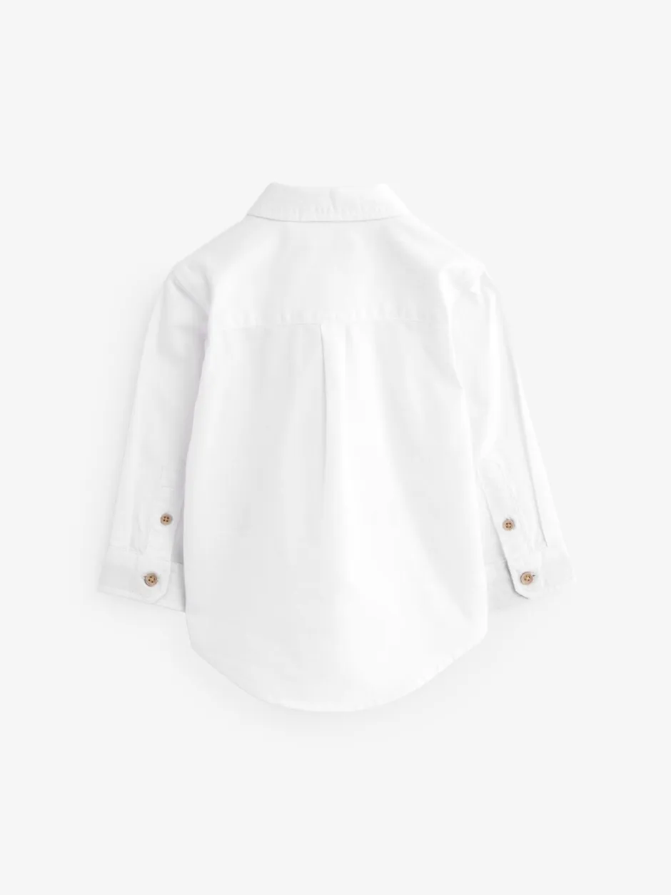 Gelegenheidskleding|Shirts|Next Wit met figuurprint - Oxford-overhemd met lange mouwen (3 mnd-7 jr)
