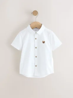Shirts|Next - Oxford-overhemd met lange mouwen (3 mnd-7 jr) Wit met figuurprint