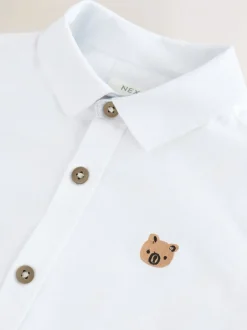 Shirts|Next - Oxford-overhemd met lange mouwen (3 mnd-7 jr) Wit met figuurprint