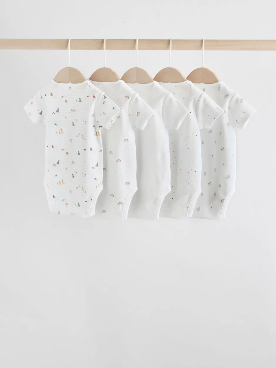 Rompertjes En Hemdjes|Rompertjes En Hemdjes*Next Wit met figuurprint - Rompertjes met korte mouwen
