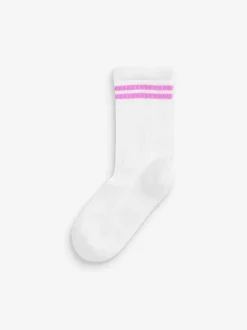 Sokken En Panty's|Sokken En Panty's*Next Wit met fluorescerende streep - 3 Paar enkelsokken met verzachte zool en hoog katoengehalte