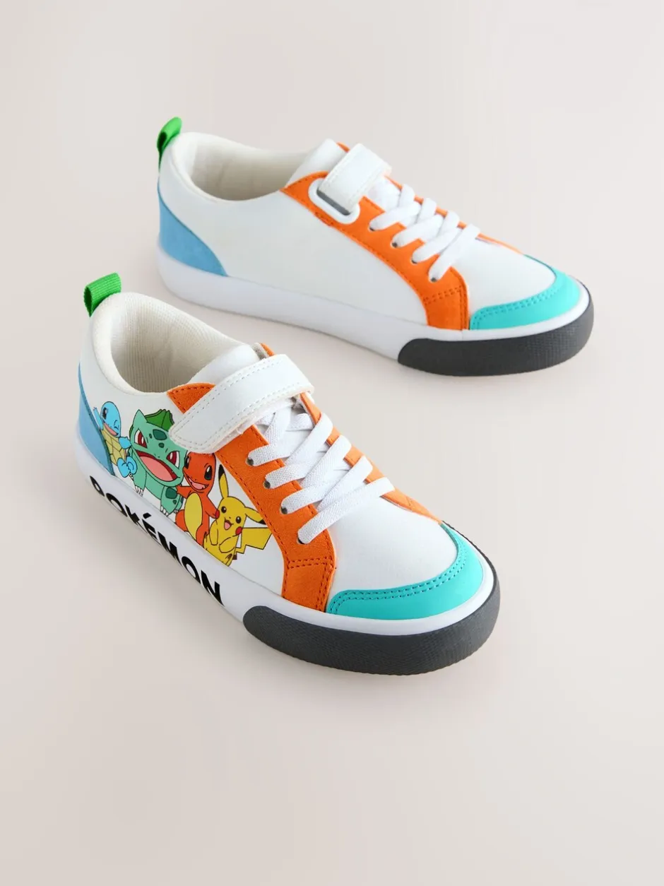 Sneakers|Sneakers*Next Wit met kleurvlakken - Pokemon sneakers met elastische veter