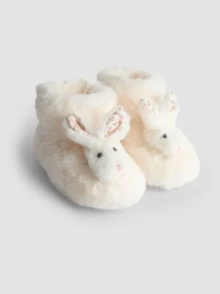 Pantoffels*Jojo Maman Bébé - Plush Slipper Boots Wit met konijn