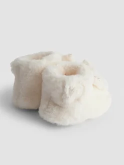 Pantoffels*Jojo Maman Bébé - Plush Slipper Boots Wit met konijn