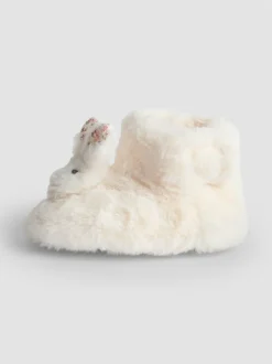 Pantoffels*Jojo Maman Bébé - Plush Slipper Boots Wit met konijn