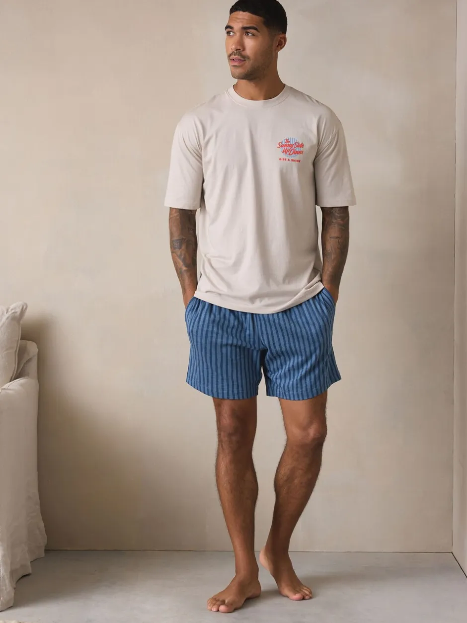 Pyjama's|Loungewear*Next - Graphic Short Sleeve Jersey Pyjamas Set Wit/blauw