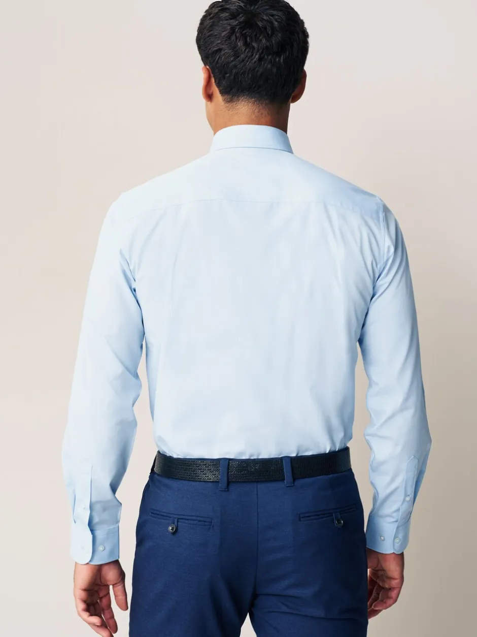 Formele Overhemden|Shirts|Next - Normale Pasvorm - Onderhoudsvriendelijke nette overhemden met lange mouwen met enkele manchetten, verpakking van 2 Wit/blauw