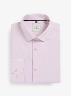 Shirts*Next - Slim Fit Easy Care Textured Single Cuff Smart Shirts 3 Pack Wit/blauw