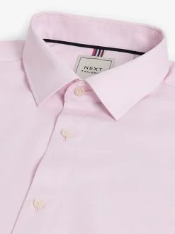 Shirts*Next - Slim Fit Easy Care Textured Single Cuff Smart Shirts 3 Pack Wit/blauw