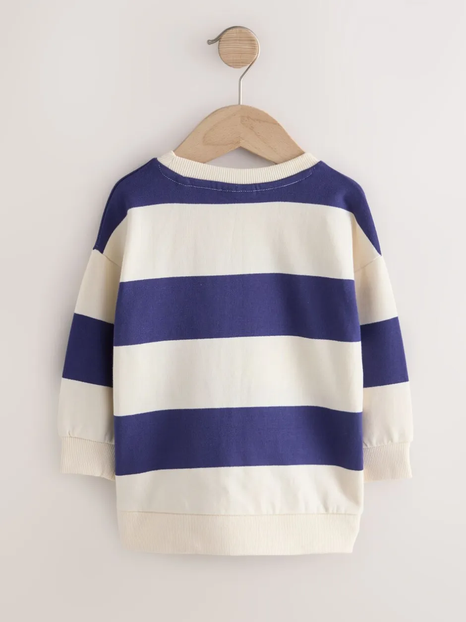 Sweaters En Hoody´S*Next Wit/blauw gestreept - Bluey sweatshirt van katoen met ronde hals (12mnd -8jr)
