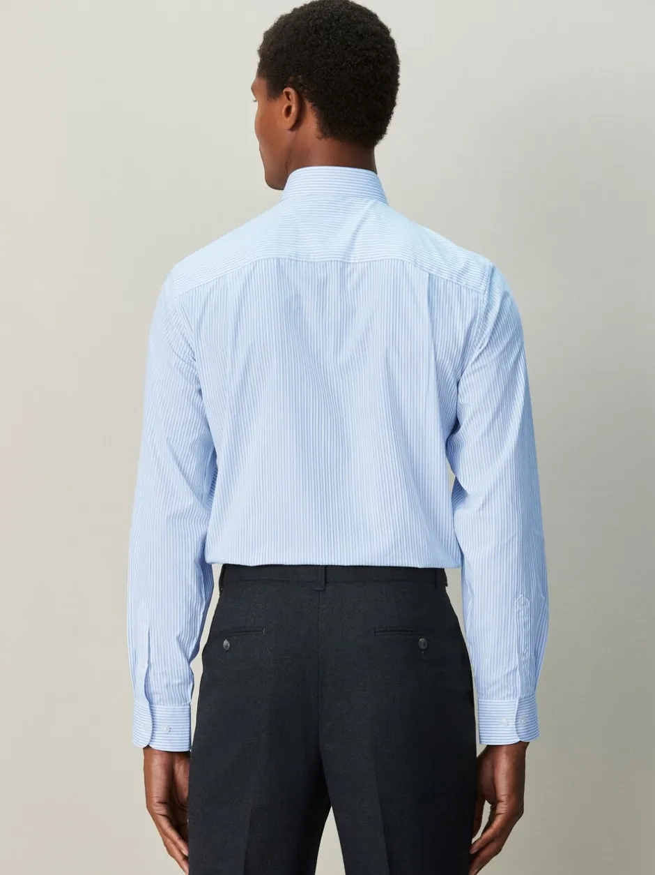 Formele Overhemden|Next - Cotton Rich Long Sleeve Formal Shirt Wit/blauw gestreept