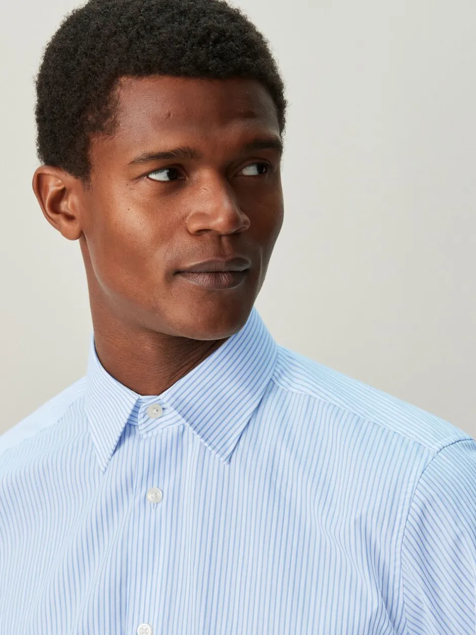 Formele Overhemden|Next - Cotton Rich Long Sleeve Formal Shirt Wit/blauw gestreept