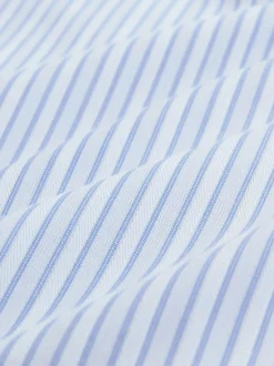 Formele Overhemden|Next - Cotton Rich Long Sleeve Formal Shirt Wit/blauw gestreept