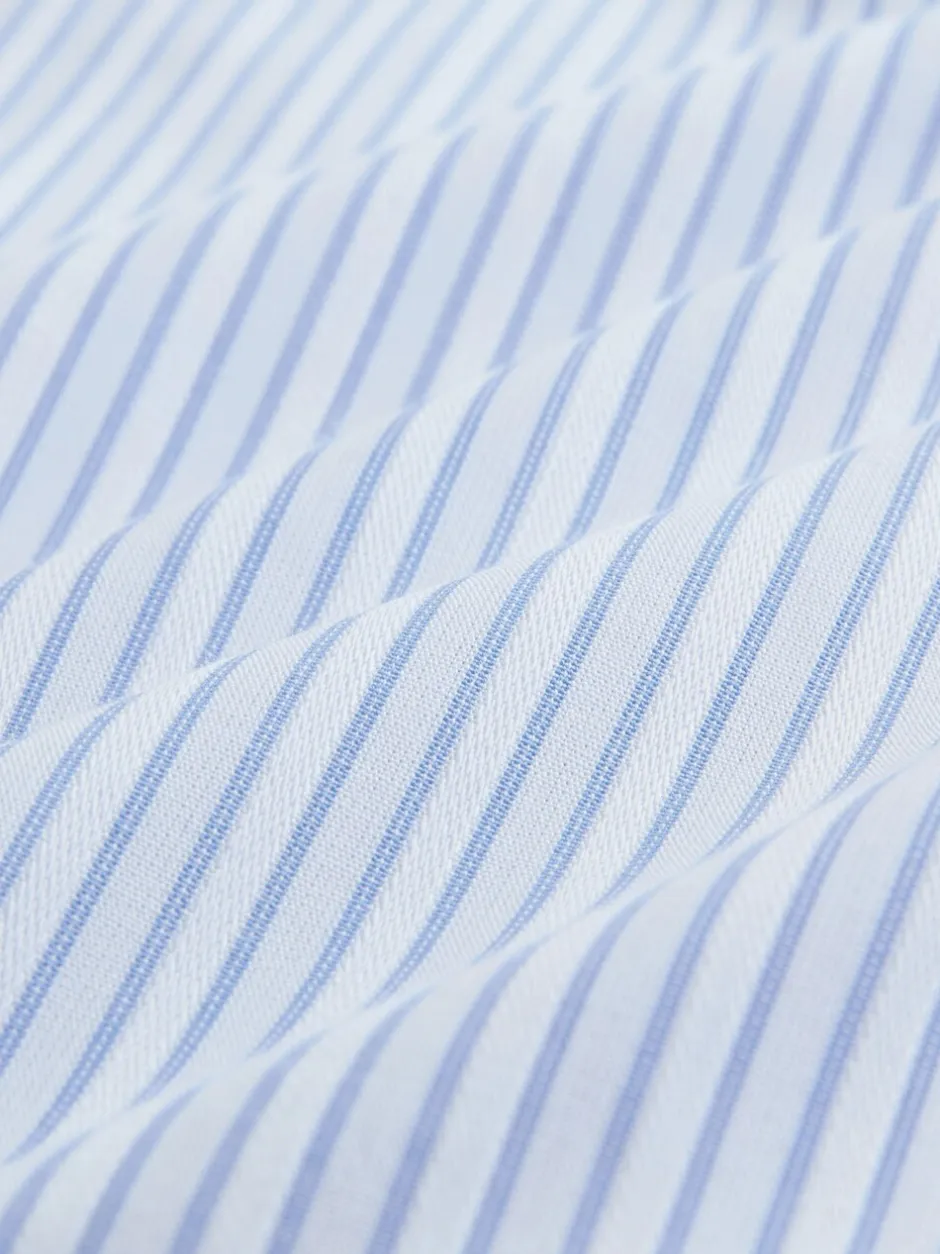 Formele Overhemden|Next - Cotton Rich Long Sleeve Formal Shirt Wit/blauw gestreept