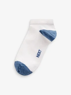 Sokken*Next Wit/blauw/grijs met contrasterende hiel en teen - Verpakking van 7 paar sneakersokken met hoog aandeel katoen