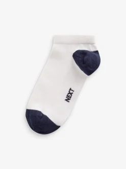 Sokken*Next Wit/blauw/grijs met contrasterende hiel en teen - Verpakking van 7 paar sneakersokken met hoog aandeel katoen