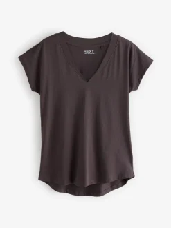 Tops En T-Shirts|Next Wit/grijs/khaki/roest/bruin - Set van 5 T-shirts met V-hals en kapmouwen van 100% katoen