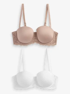 Beha's|Next - Verpakking van 2 strapless multiway beha's met lichte vulling in cupmaten A-E Wit/huidskleur