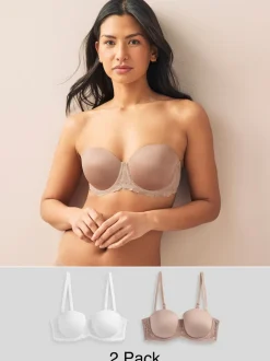 Beha's|Next - Verpakking van 2 strapless multiway beha's met lichte vulling in cupmaten A-E Wit/huidskleur