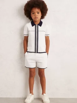 Shorts*Reiss - Barbor Shorts Wit/marineblauw