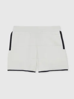 Shorts*Reiss - Barbor Tipped Knit Stitch-Detail Shorts Wit/marineblauw