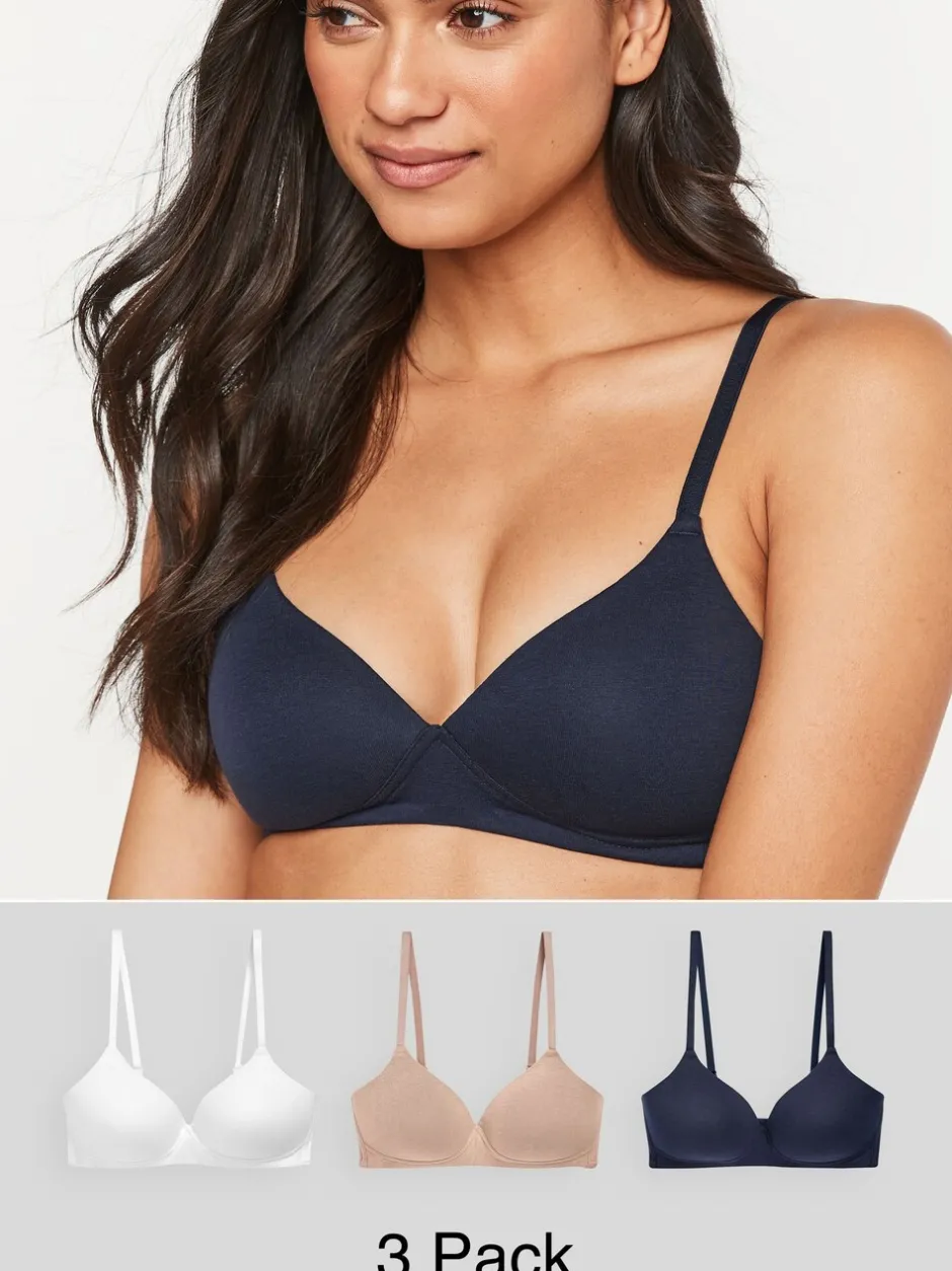 Beha's|Next - Katoenmix ultiem comfort beha's verpakking van 3 Wit/marineblauw/roze