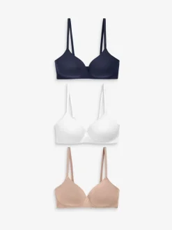Beha's|Next - Katoenmix ultiem comfort beha's verpakking van 3 Wit/marineblauw/roze