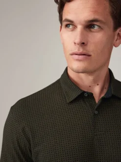 Poloshirts*Next Wit/marineblauw/zwart met goudkleurige geometrische print - Set van 3 jersey poloshirts met korte mouwen