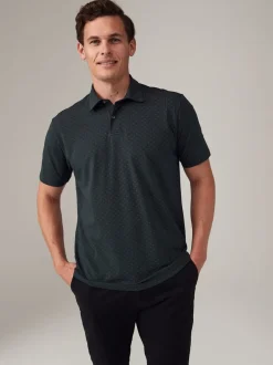 Poloshirts*Next Wit/marineblauw/zwart met goudkleurige geometrische print - Set van 3 jersey poloshirts met korte mouwen