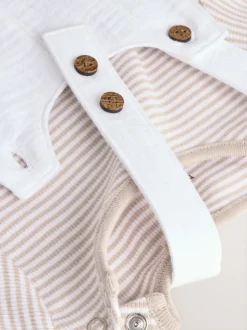 Tuinbroeken*Next Wit/neutraal - Babyset van geweven tuinbroek en gestreepte romper (0mnd-2jr)
