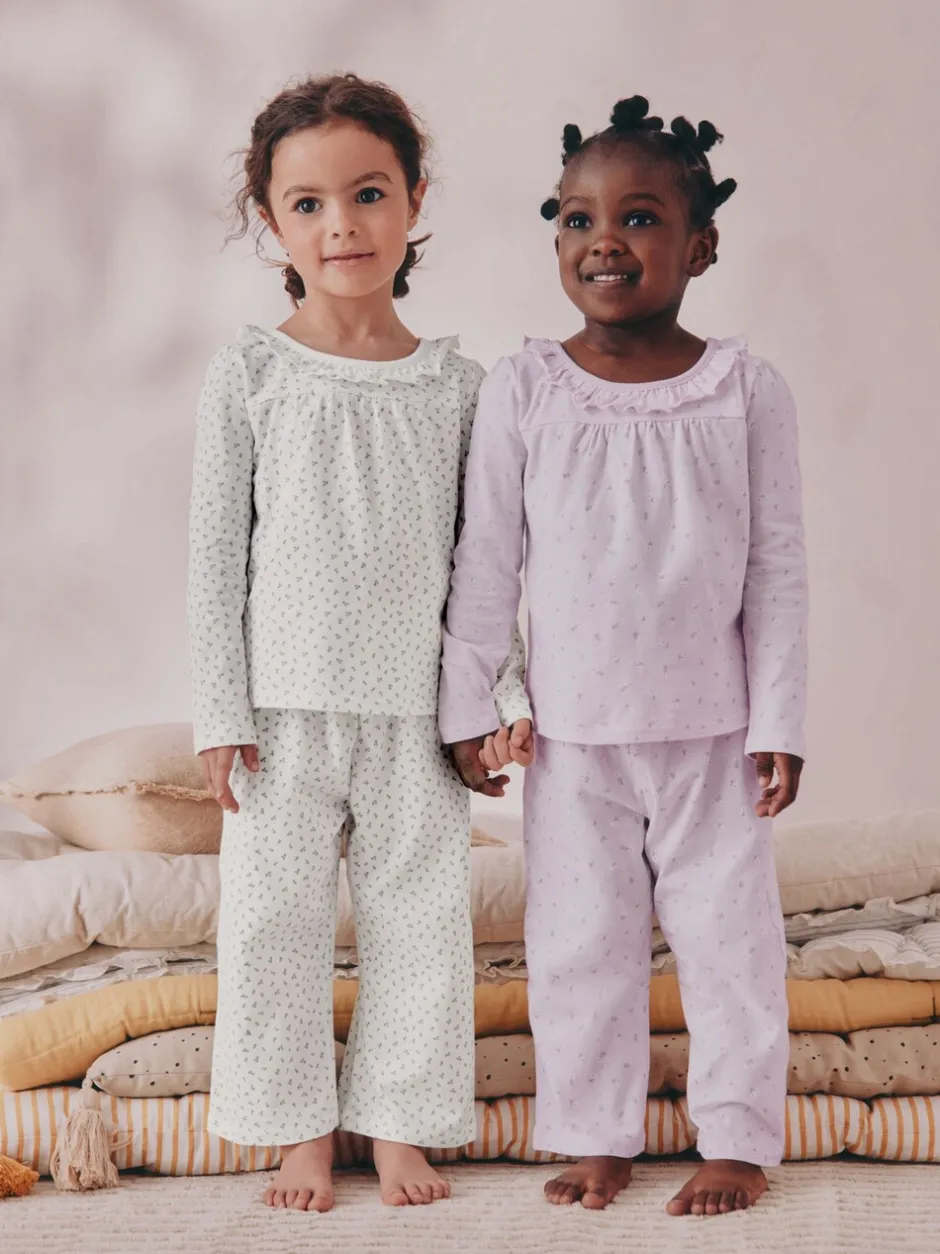 Nachtkleding En Pyjama's|Pyjama's*Next Wit/paars met fijne bloemenprint - Verpakking van 2 pyjama's met wijde pijpen (9mnd-8jr)