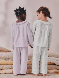 Nachtkleding En Pyjama's|Pyjama's*Next Wit/paars met fijne bloemenprint - Verpakking van 2 pyjama's met wijde pijpen (9mnd-8jr)