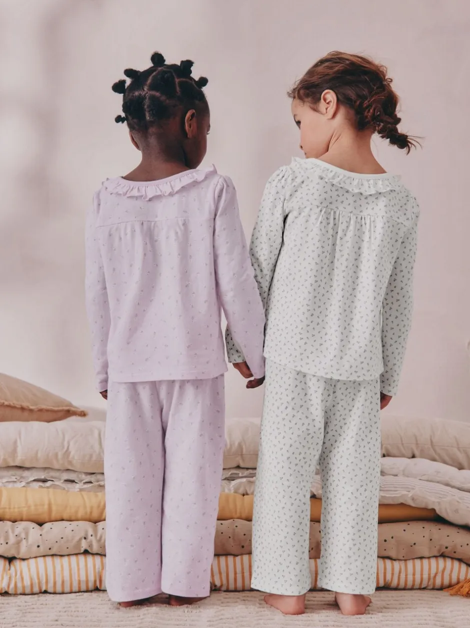 Nachtkleding En Pyjama's|Pyjama's*Next Wit/paars met fijne bloemenprint - Verpakking van 2 pyjama's met wijde pijpen (9mnd-8jr)