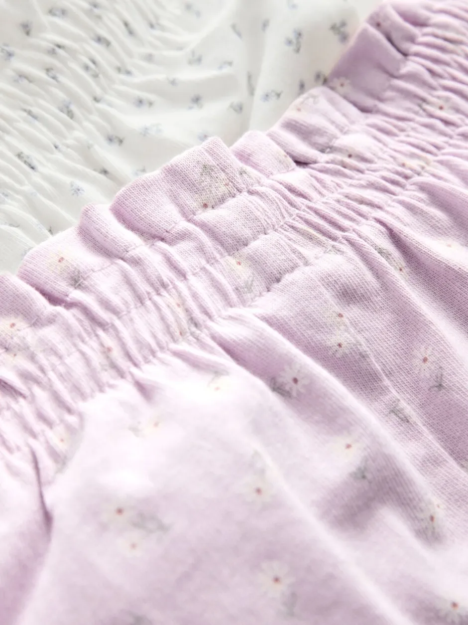 Nachtkleding En Pyjama's|Pyjama's*Next Wit/paars met fijne bloemenprint - Verpakking van 2 pyjama's met wijde pijpen (9mnd-8jr)