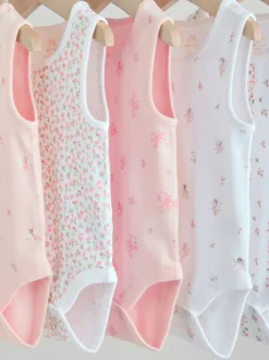 Rompertjes En Hemdjes|Next Wit/roze - Set van 5 katoenen hemdrompertjes voor baby's