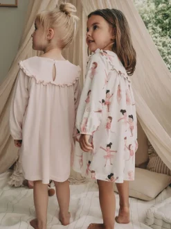 Nachtponnen|Next Wit/roze ballerina - Set van 2 nachthemden (2-12 jr)
