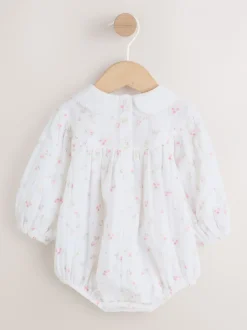 Rompertjes En Tuinbroeken|Babypakjes En Babypyjama's|Next Wit/roze met fijne print - Babyrompers met bloemenprint Set 2 -delig met maillot (0mnd -3jr)