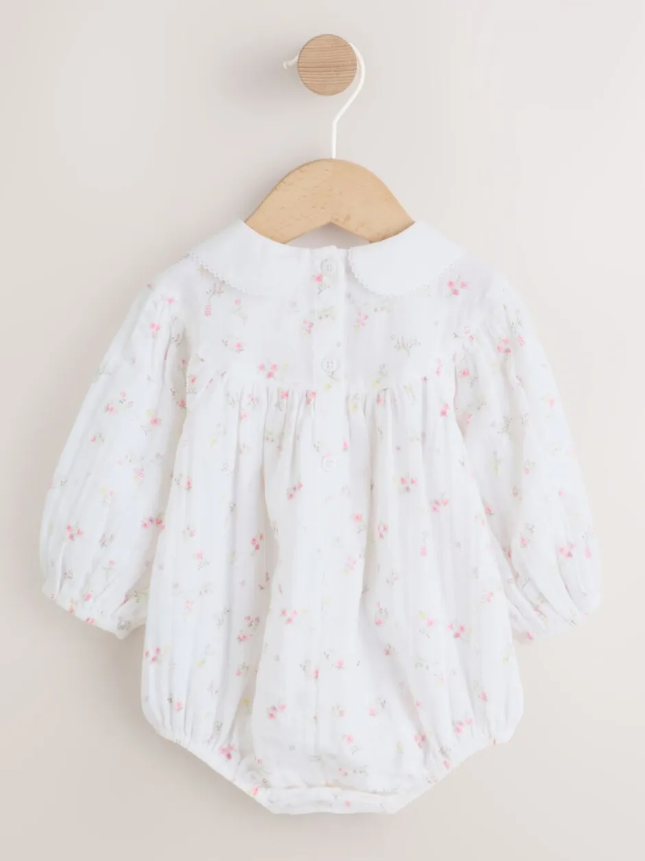 Rompertjes En Tuinbroeken|Babypakjes En Babypyjama's|Next Wit/roze met fijne print - Babyrompers met bloemenprint Set 2 -delig met maillot (0mnd -3jr)