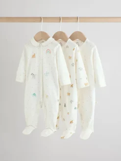 Babypakjes En Babypyjama's|Next - Verpakking van 3 slaappakjes (0-2jr) Witte basis